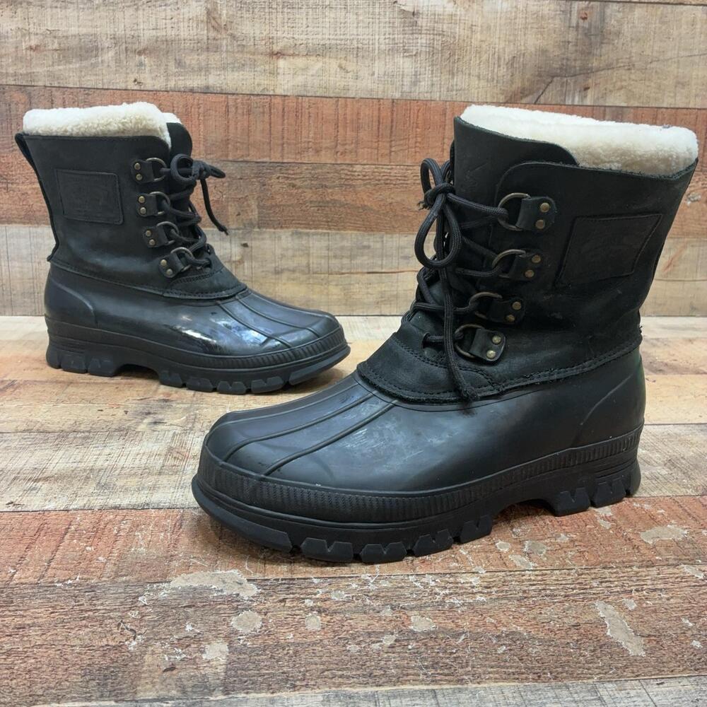 Polo Ralph Lauren Landen Boots Mens Size 12 D 45 Black Leather Winter Snow